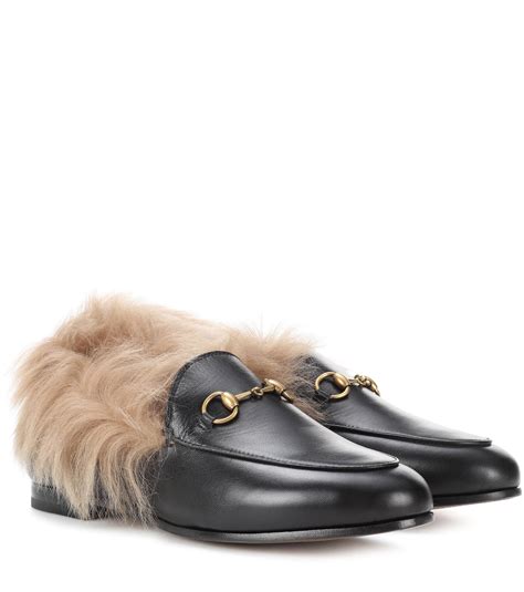 gucci all black loafers|gucci fur loafers women's.